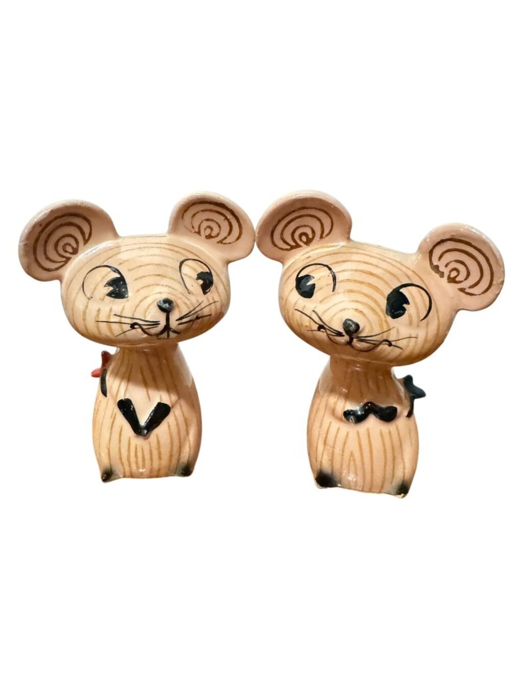 Vtg Holt Howard Merry Mice Salt & Pepper Shakers Pink Ceramic Anthropomorphic